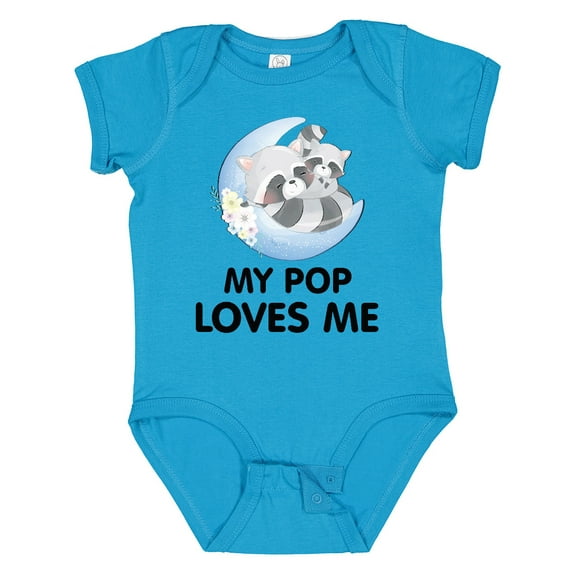 Inktastic Raccoon My Pop Loves Me Boys or Girls Baby Bodysuit