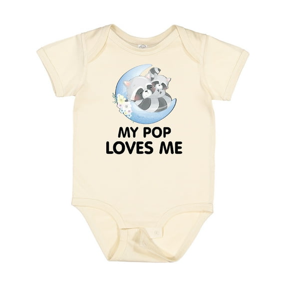 Inktastic Raccoon My Pop Loves Me Boys or Girls Baby Bodysuit