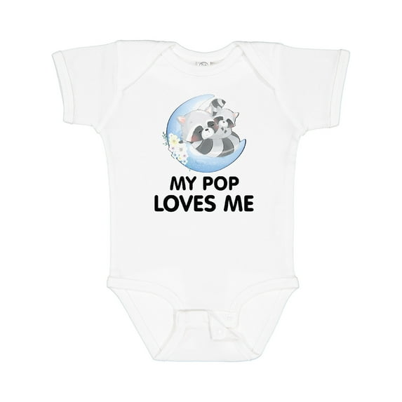 Inktastic Raccoon My Pop Loves Me Boys or Girls Baby Bodysuit