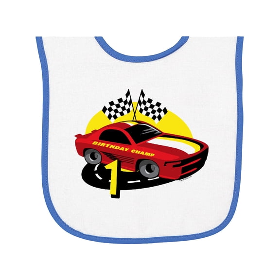 Inktastic Race Car 1st Birthday Baby Terry Cloth Bib