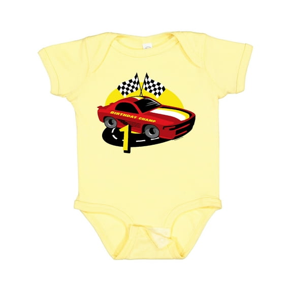 Inktastic Race Car 1st Birthday Boys Baby Bodysuit