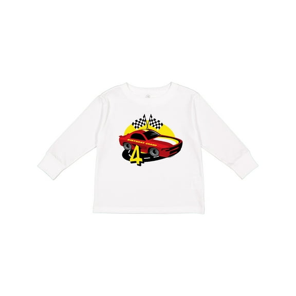 Inktastic Race Car 4th Birthday Boys Long Sleeve Toddler T-Shirt