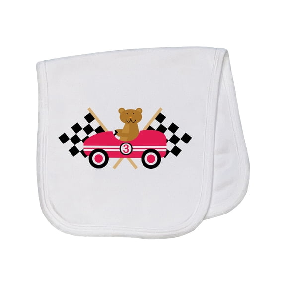 Inktastic Race Car Racing Bear Animal Baby Burp Cloth