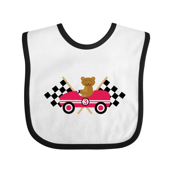 Inktastic Race Car Racing Bear Animal Boys or Girls Baby Bib