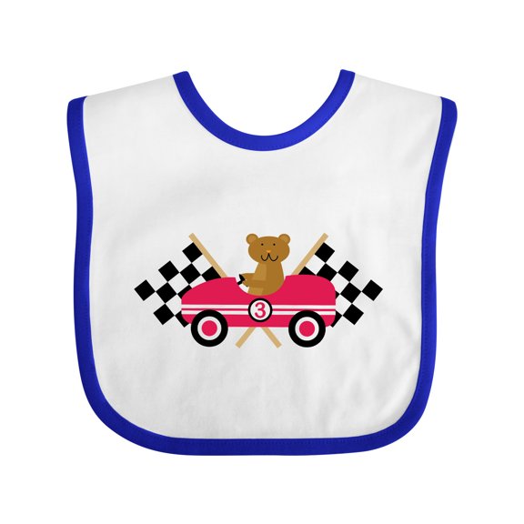 Inktastic Race Car Racing Bear Animal Boys or Girls Baby Bib