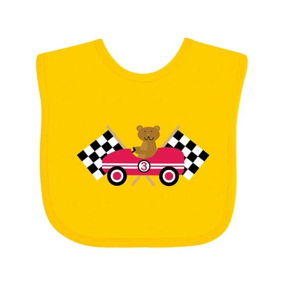 Inktastic Race Car Racing Bear Animal Boys or Girls Baby Bib