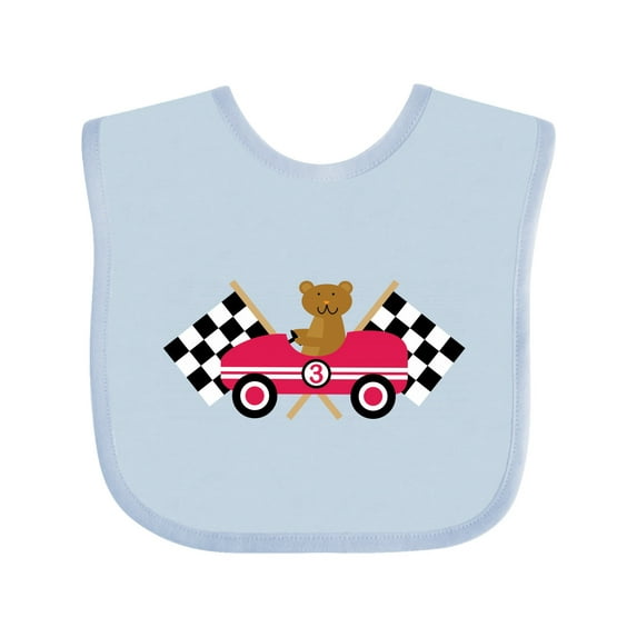 Inktastic Race Car Racing Bear Animal Boys or Girls Baby Bib