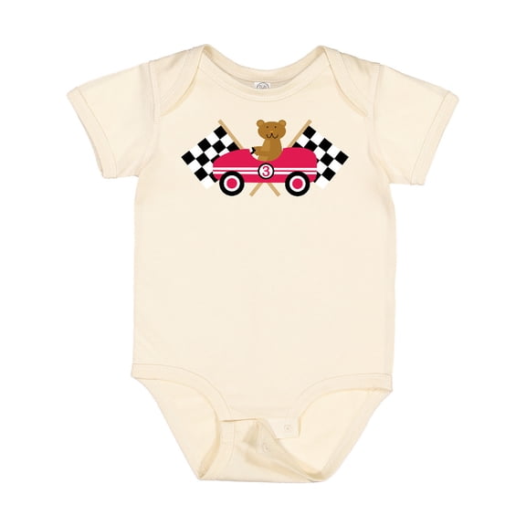 Inktastic Race Car Racing Bear Animal Boys or Girls Baby Bodysuit
