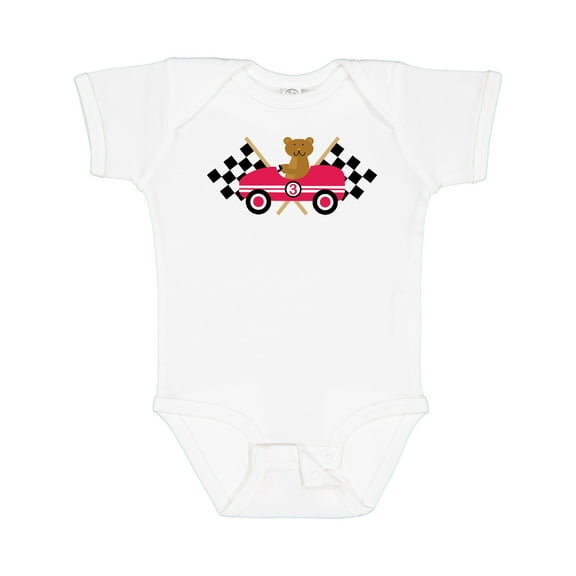 Inktastic Race Car Racing Bear Animal Boys or Girls Baby Bodysuit