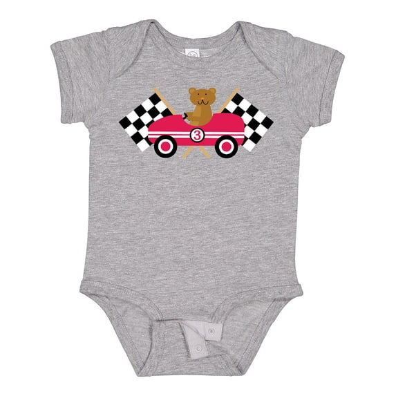 Inktastic Race Car Racing Bear Animal Boys or Girls Baby Bodysuit