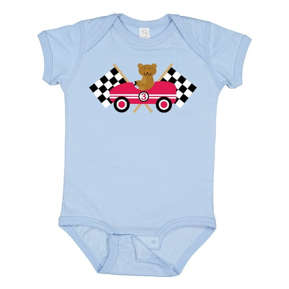 Inktastic Race Car Racing Bear Animal Boys or Girls Baby Bodysuit