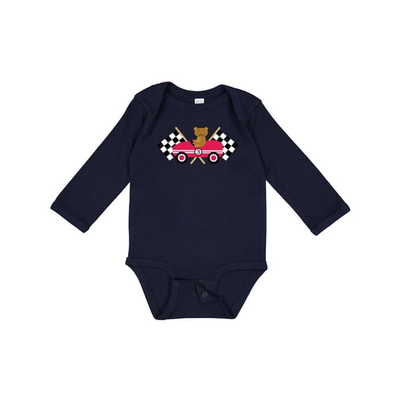 Inktastic Race Car Racing Bear Animal Boys or Girls Long Sleeve Baby Bodysuit