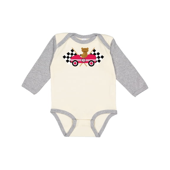 Inktastic Race Car Racing Bear Animal Boys or Girls Long Sleeve Baby Bodysuit