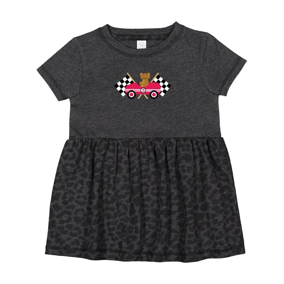 Inktastic Race Car Racing Bear Animal Girls Baby Dress