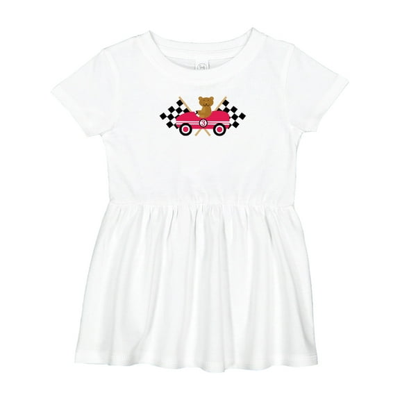 Inktastic Race Car Racing Bear Animal Girls Baby Dress