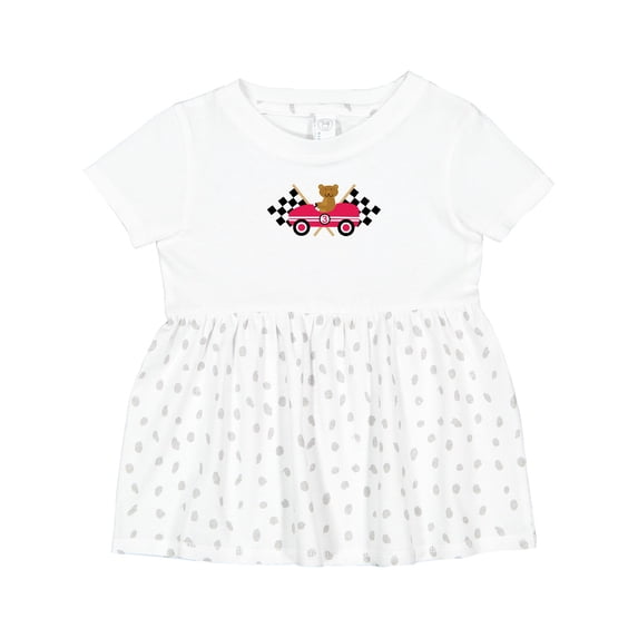 Inktastic Race Car Racing Bear Animal Girls Baby Dress