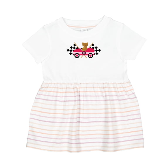 Inktastic Race Car Racing Bear Animal Girls Baby Dress