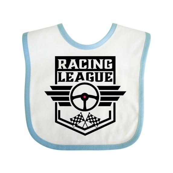 Inktastic Racing League with Race Car Wheel and Wings Boys or Girls Baby Bib