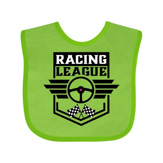 Inktastic Racing League with Race Car Wheel and Wings Boys or Girls Baby Bib