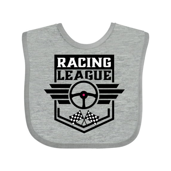 Inktastic Racing League with Race Car Wheel and Wings Boys or Girls Baby Bib