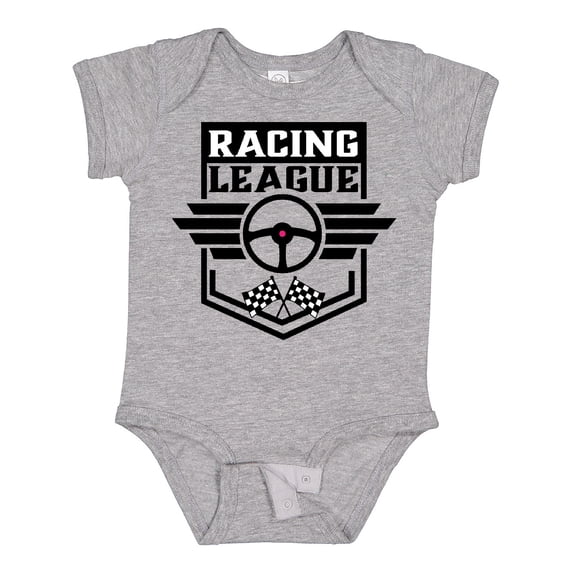 Inktastic Racing League with Race Car Wheel and Wings Boys or Girls Baby Bodysuit