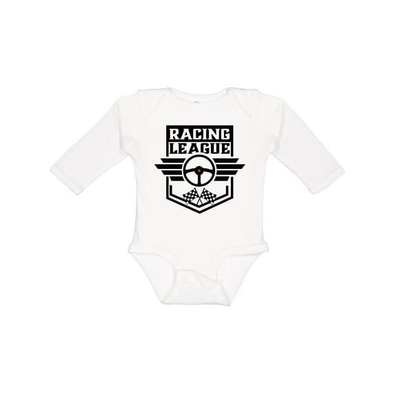 Inktastic Racing League with Race Car Wheel and Wings Boys or Girls Long Sleeve Baby Bodysuit