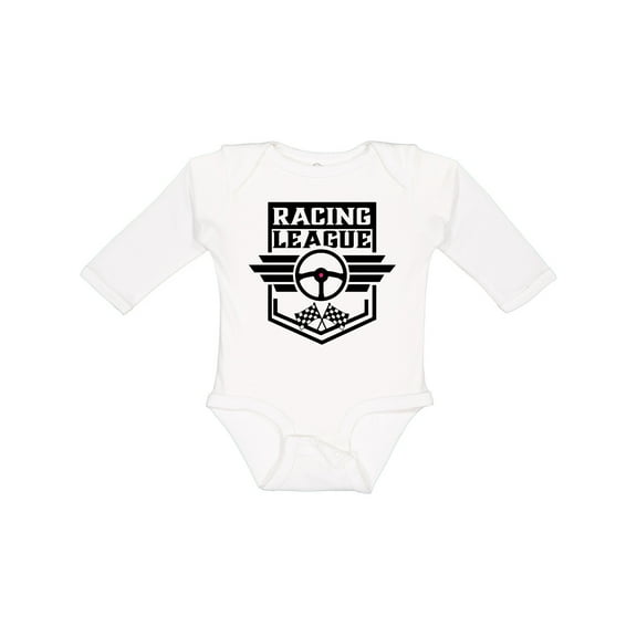 Inktastic Racing League with Race Car Wheel and Wings Boys or Girls Long Sleeve Baby Bodysuit