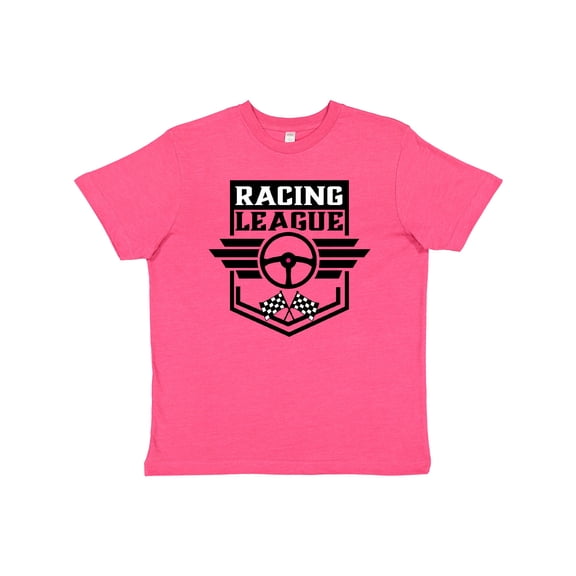 Inktastic Racing League with Race Car Wheel and Wings Youth T-Shirt