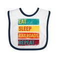 thumbnail image 1 of Inktastic Railroading Train Lover Eat Sleep Railroads Repeat Boys or Girls Baby Bib, 1 of 4