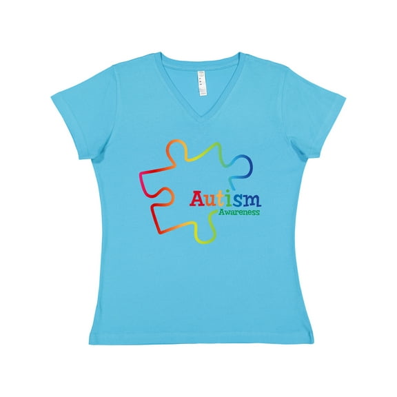 Inktastic Rainbow Gradient Autism Women's V-Neck T-Shirt