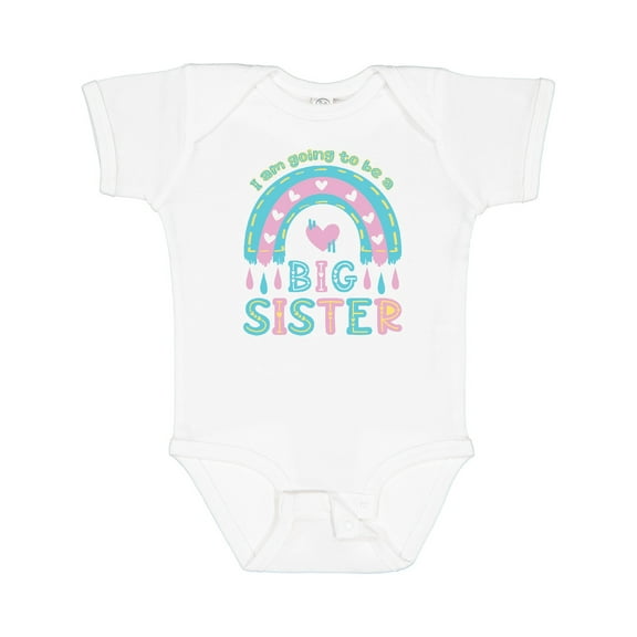 Inktastic Rainbow Hearts I Am Going to Be a Big Sister Girls Baby Bodysuit