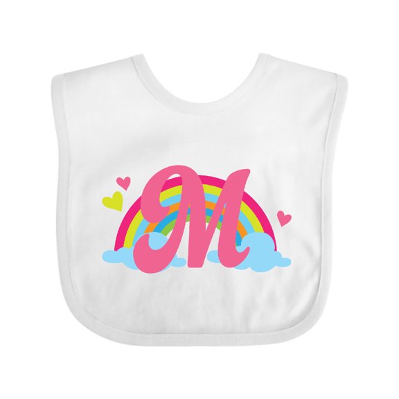 Inktastic Rainbow Letter M Monogram Girls Baby Bib