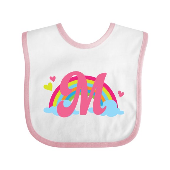 Inktastic Rainbow Letter M Monogram Girls Baby Bib