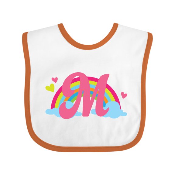 Inktastic Rainbow Letter M Monogram Girls Baby Bib