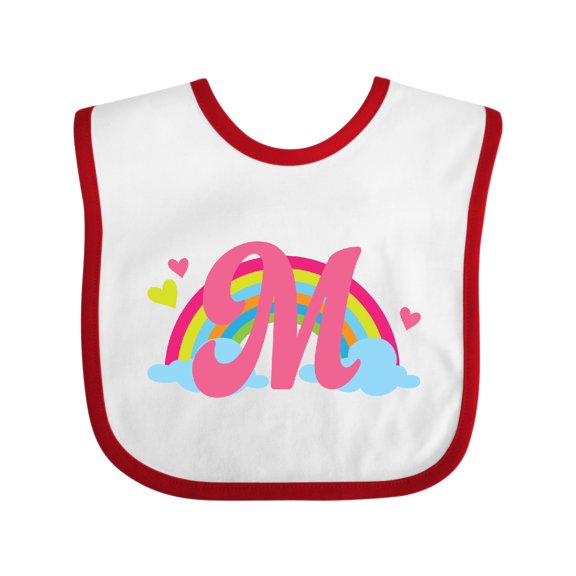 Inktastic Rainbow Letter M Monogram Girls Baby Bib