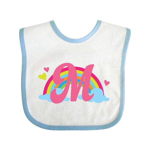 Inktastic Rainbow Letter M Monogram Girls Baby Bib