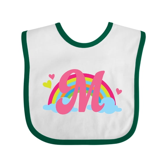Inktastic Rainbow Letter M Monogram Girls Baby Bib