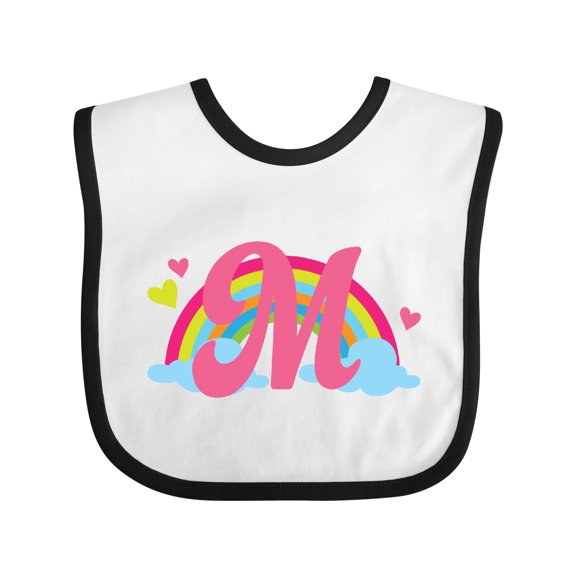 Inktastic Rainbow Letter M Monogram Girls Baby Bib