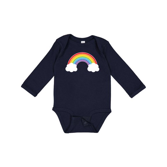 Inktastic Rainbow with Clouds Boys or Girls Long Sleeve Baby Bodysuit
