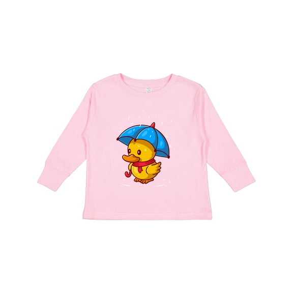 Inktastic Rainy Ducky Boys or Girls Long Sleeve Toddler T-Shirt