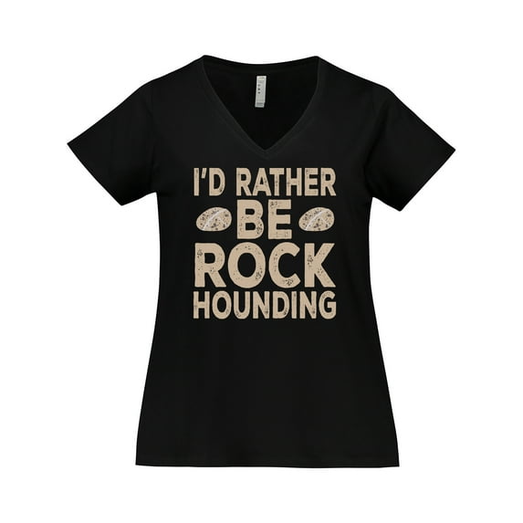Inktastic Rather Be Rock Hounding Geology Women's Plus Size V-Neck T-Shirt