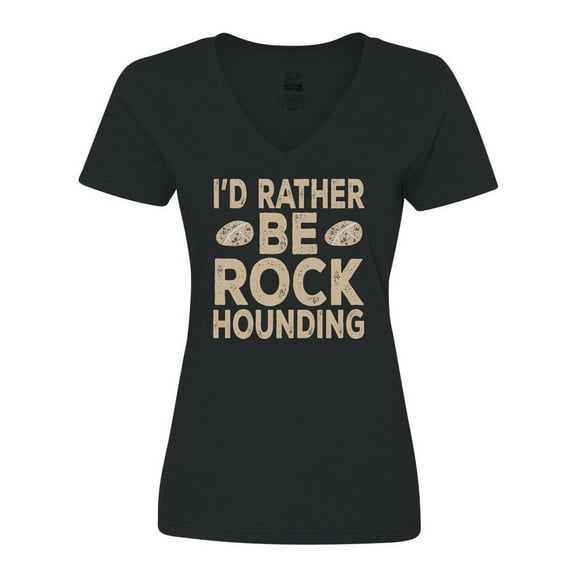 Inktastic Rather Be Rock Hounding Geology Women's V-Neck T-Shirt