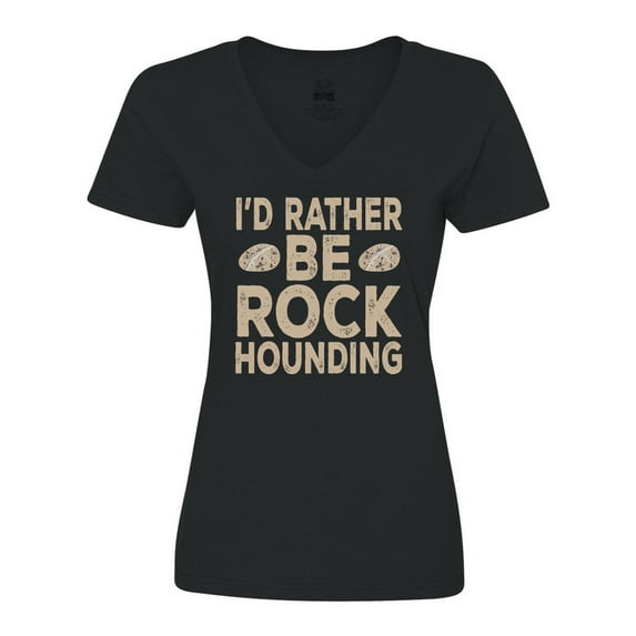 Inktastic Rather Be Rock Hounding Geology Women's V-Neck T-Shirt