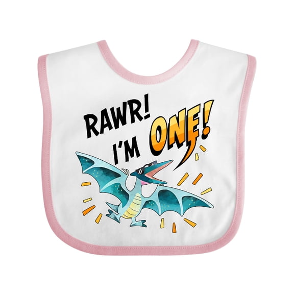Inktastic Rawr I'm One Birthday Pterodactyl Dino Boys or Girls Baby Bib