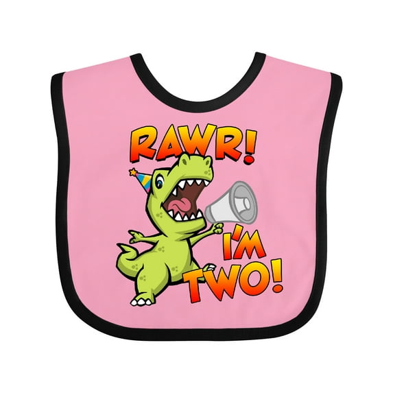 Inktastic Rawr I'm Two Dinosaur Boys or Girls Baby Bib