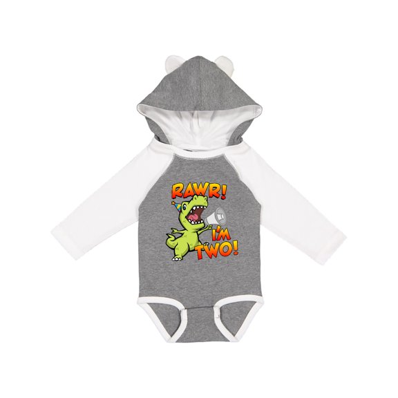 Inktastic Rawr I'm Two Dinosaur Boys or Girls Long Sleeve Baby Bodysuit