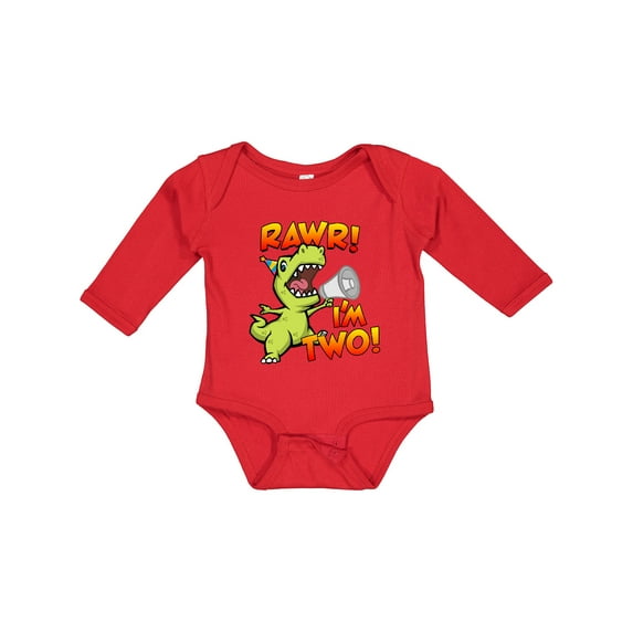 Inktastic Rawr I'm Two Dinosaur Boys or Girls Long Sleeve Baby Bodysuit