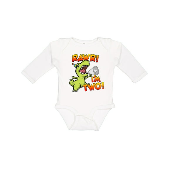 Inktastic Rawr I'm Two Dinosaur Boys or Girls Long Sleeve Baby Bodysuit