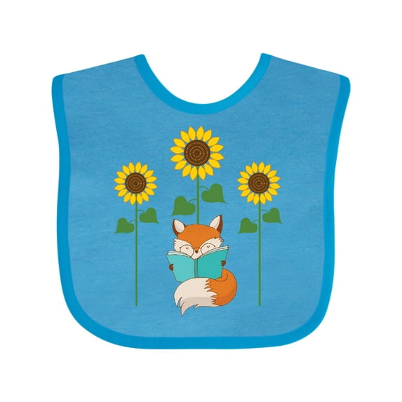 Inktastic Reading Book Lover Sunflower Fox Boys or Girls Baby Bib