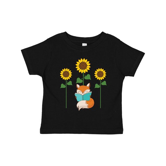 Inktastic Reading Book Lover Sunflower Fox Boys or Girls Toddler T-Shirt